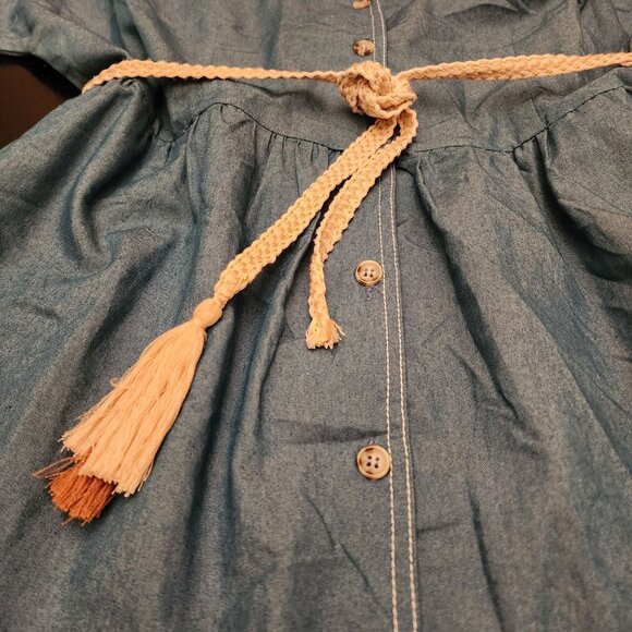 Tahari ASL Tiered Chambray Midi Button-Front Dress W/Rope Belt Sz. 14 - Picture 9 of 10
